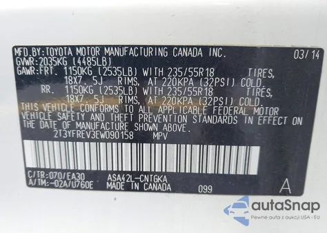 2014 Toyota Rav4 Limited из США, поврежденный, VIN 2T3YFREV3EW090158